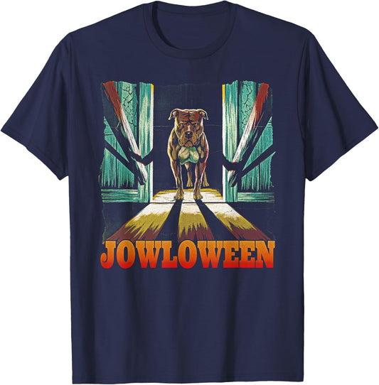 Funny Pitbull Jowls Spooky Halloween Pittie Dog Mom Dog Dad Women T-Shirt - T-Shirt | Navy