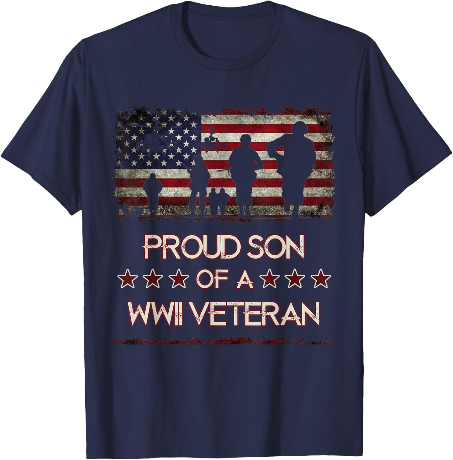Proud Son Of A WWII Veteran World War 2 Veterans T-Shirt - T-Shirt | Navy