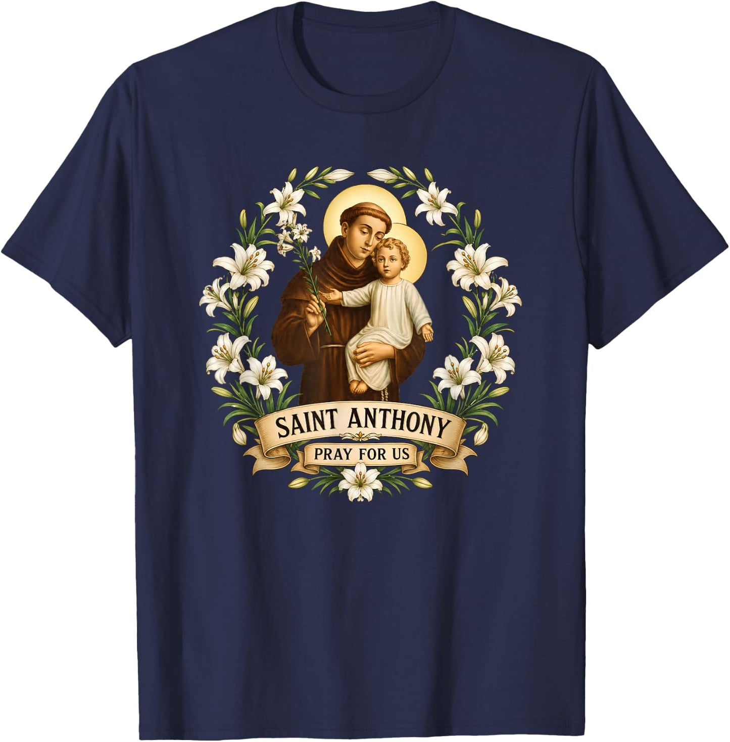 Saint Anthony of Padua T-Shirt - T-Shirt | Navy