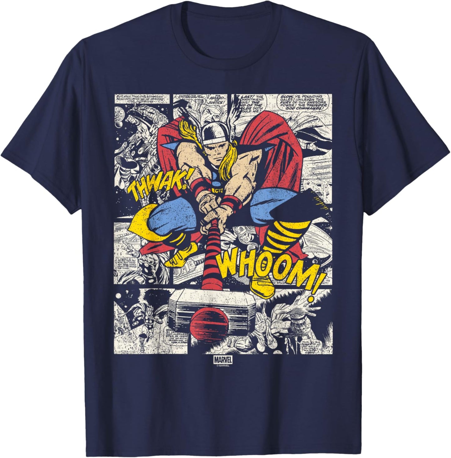 Marvel - The Mighty THOR Comic Panel Style T-Shirt - T-Shirt | Navy