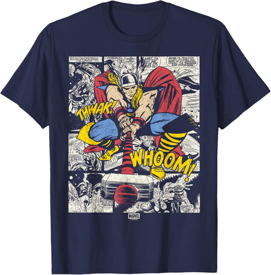 Marvel - The Mighty THOR Comic Panel Style T-Shirt - T-Shirt | Navy