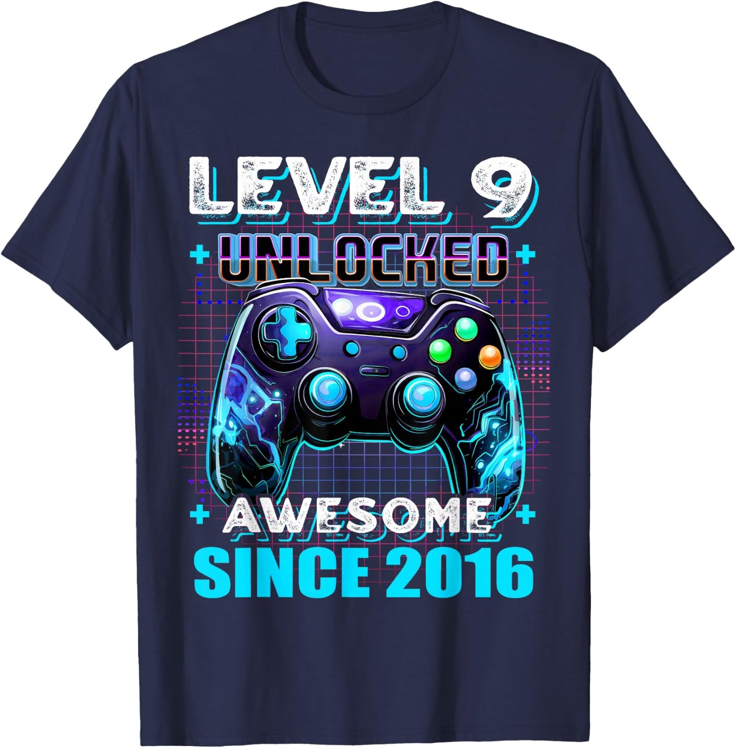 9th Birthday Boy Level 9 Gamer 9 Year Video Game Party T-Shirt - T-Shirt | Navy