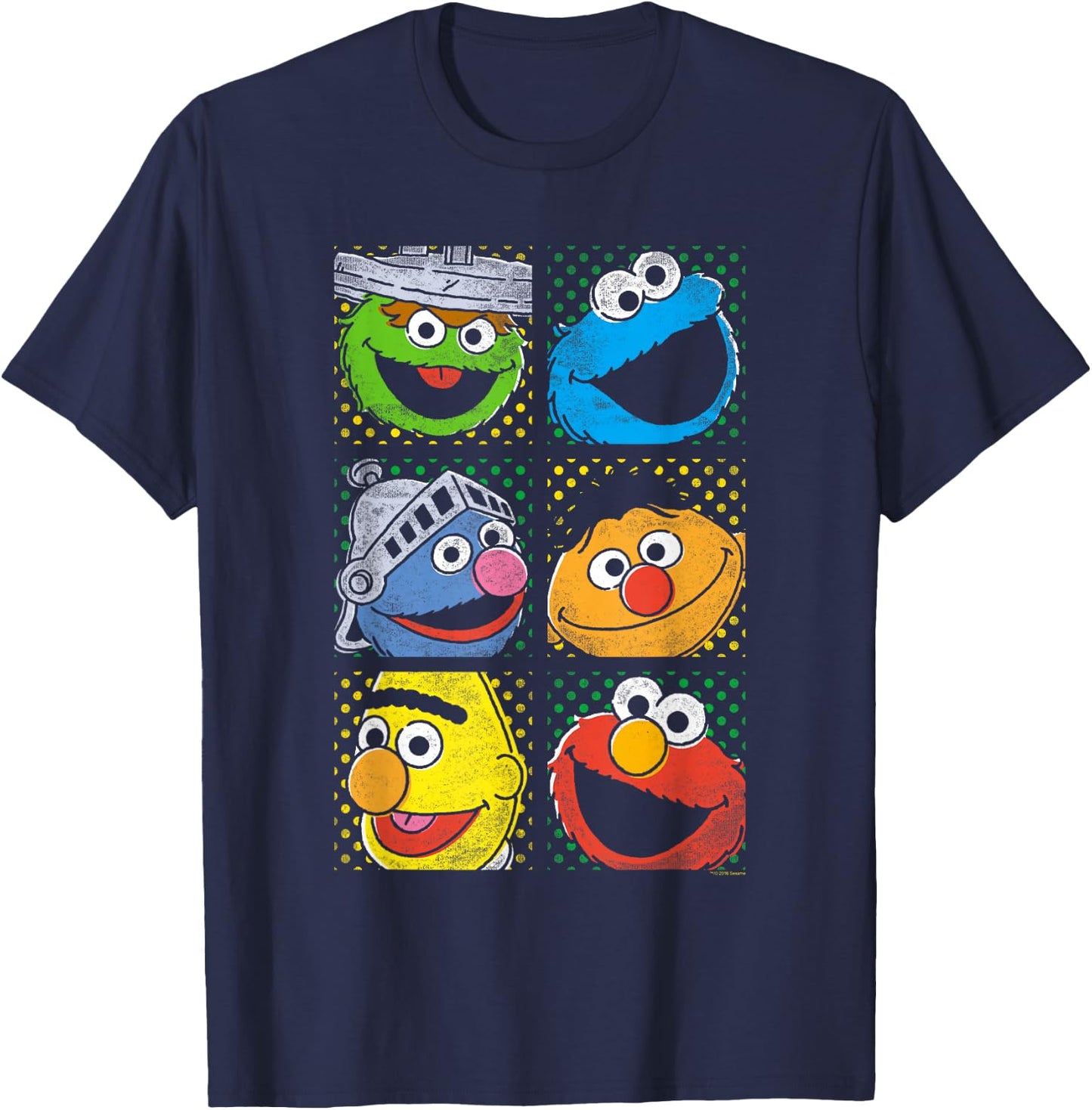 Sesame Street Group Squares T-Shirt - T-Shirt | Navy