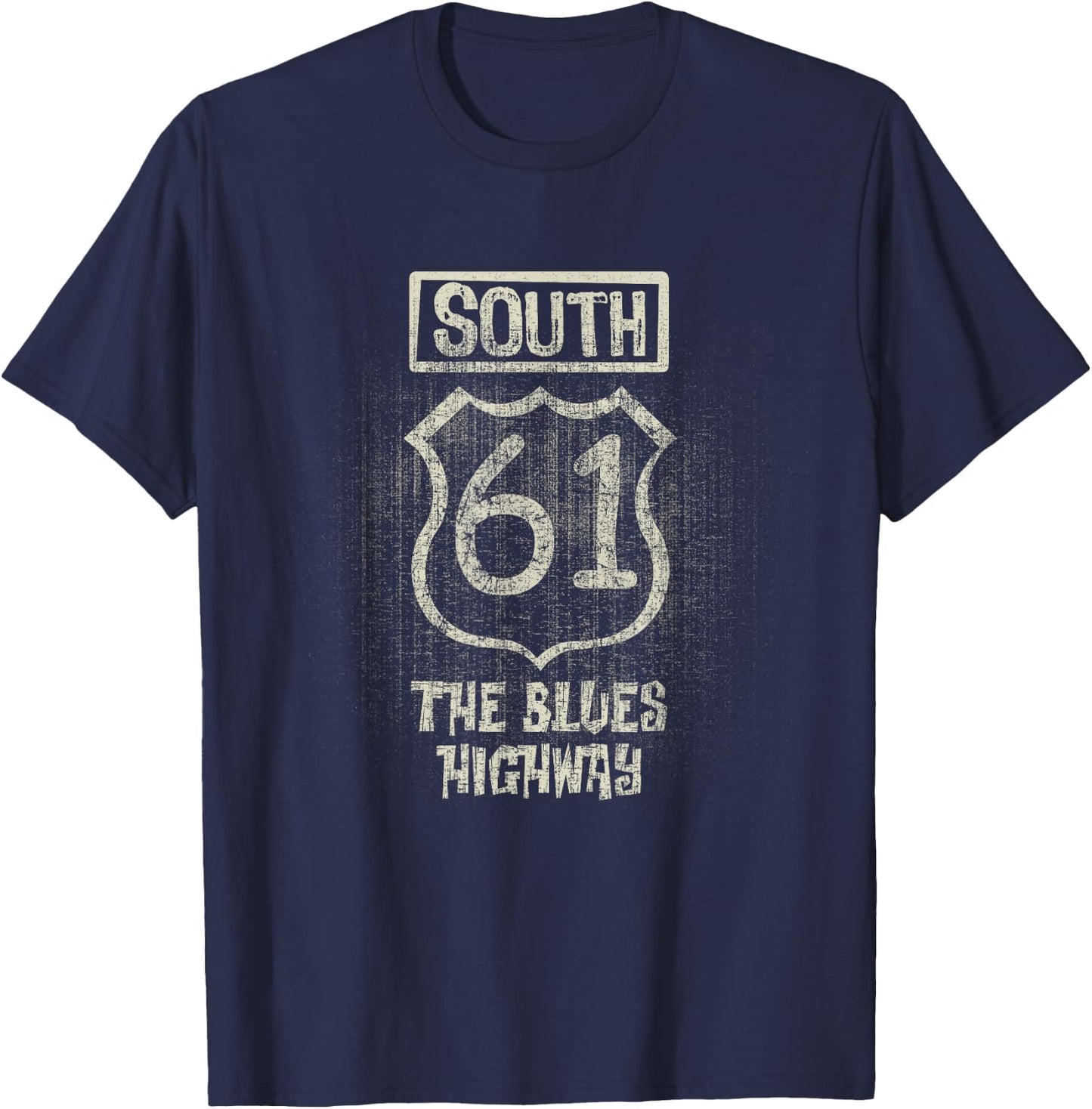 South 61 The Blues Highway Vintage T-Shirt - T-Shirt | Navy