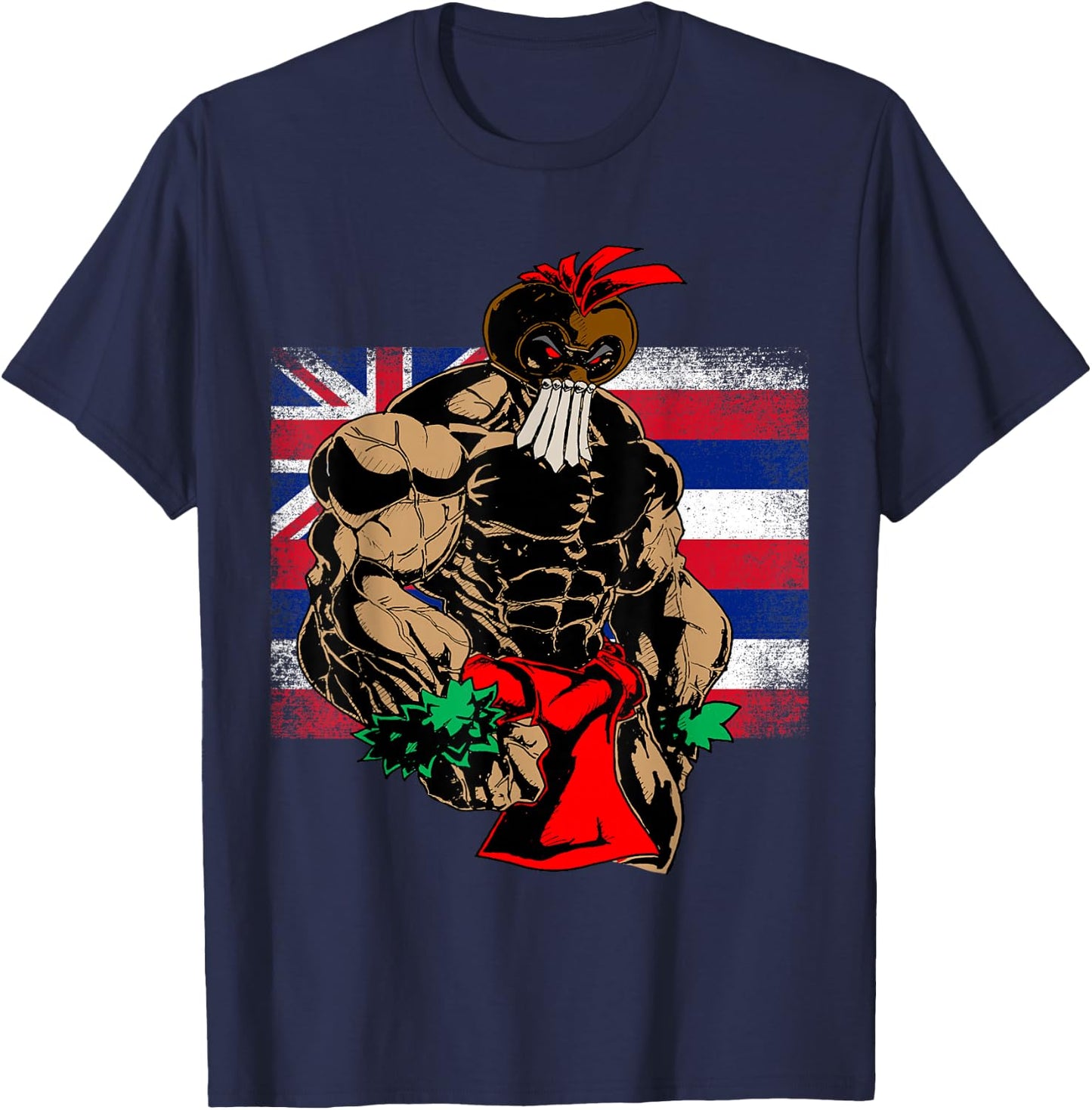 Hawaii Warrior T Shirt Hawaiian Flag Kanaka Maoli Men Women T-Shirt - T-Shirt | Navy