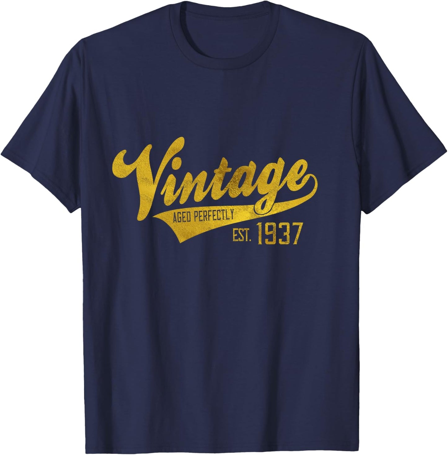 Vintage Est 1937 82 yrs old B-day 82nd Birthday Gift T-Shirt - T-Shirt | Navy