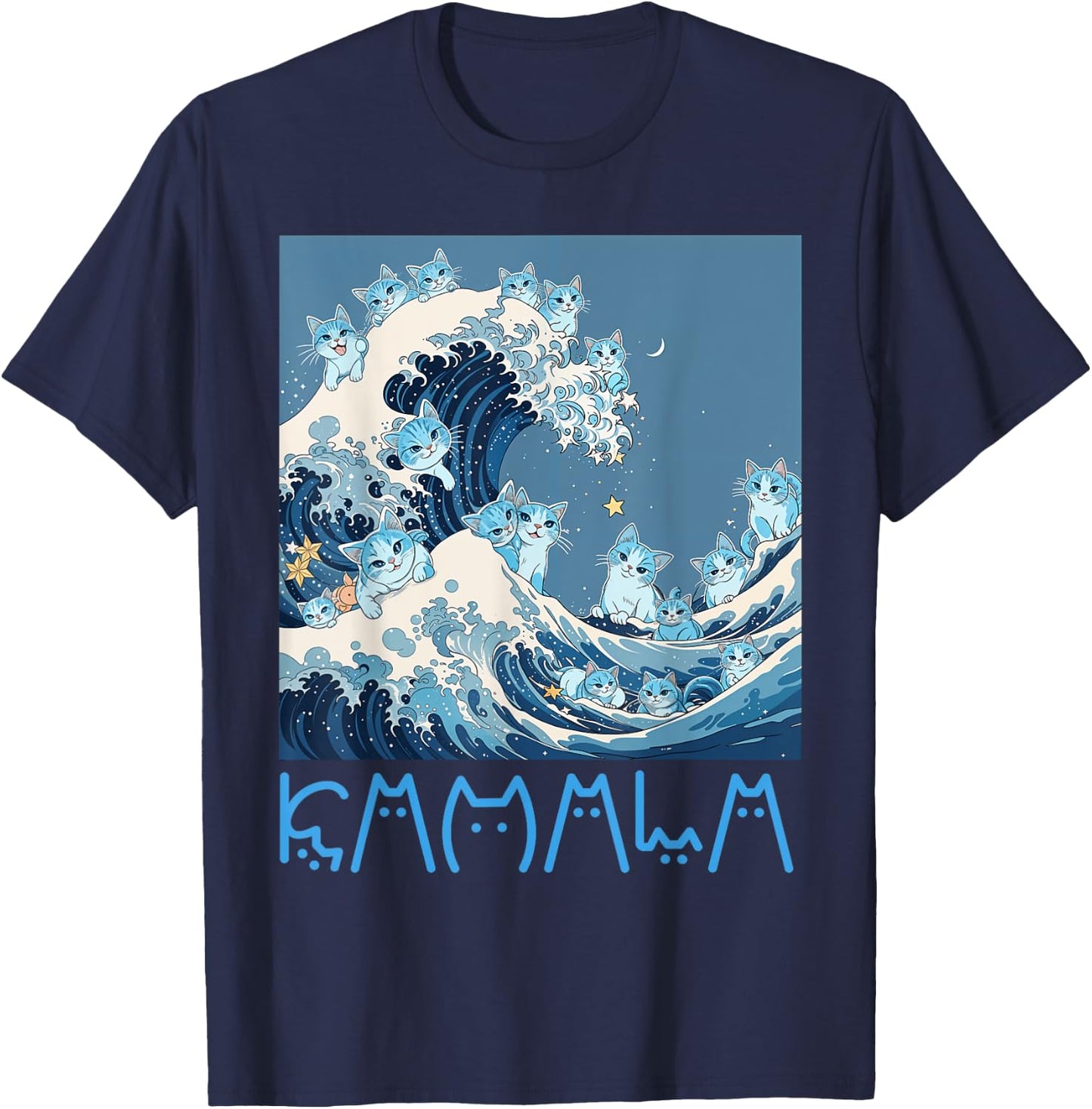 Kamala Harris Blue Cats Wave - Funny for Cat Owners Men Women Girls Kids T-Shirt - T-Shirt | Navy