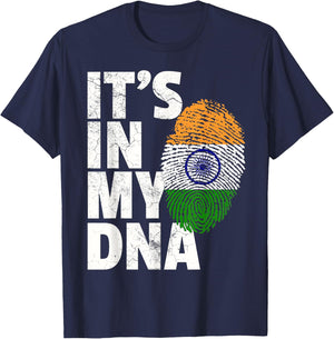 IT'S IN MY DNA Indian India Flag Pride Christmas Gift T-Shirt - T-Shirt | Navy