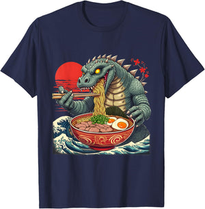 Kaiju Noodles Japanese Ramen Art Design T-Shirt - T-Shirt | Navy