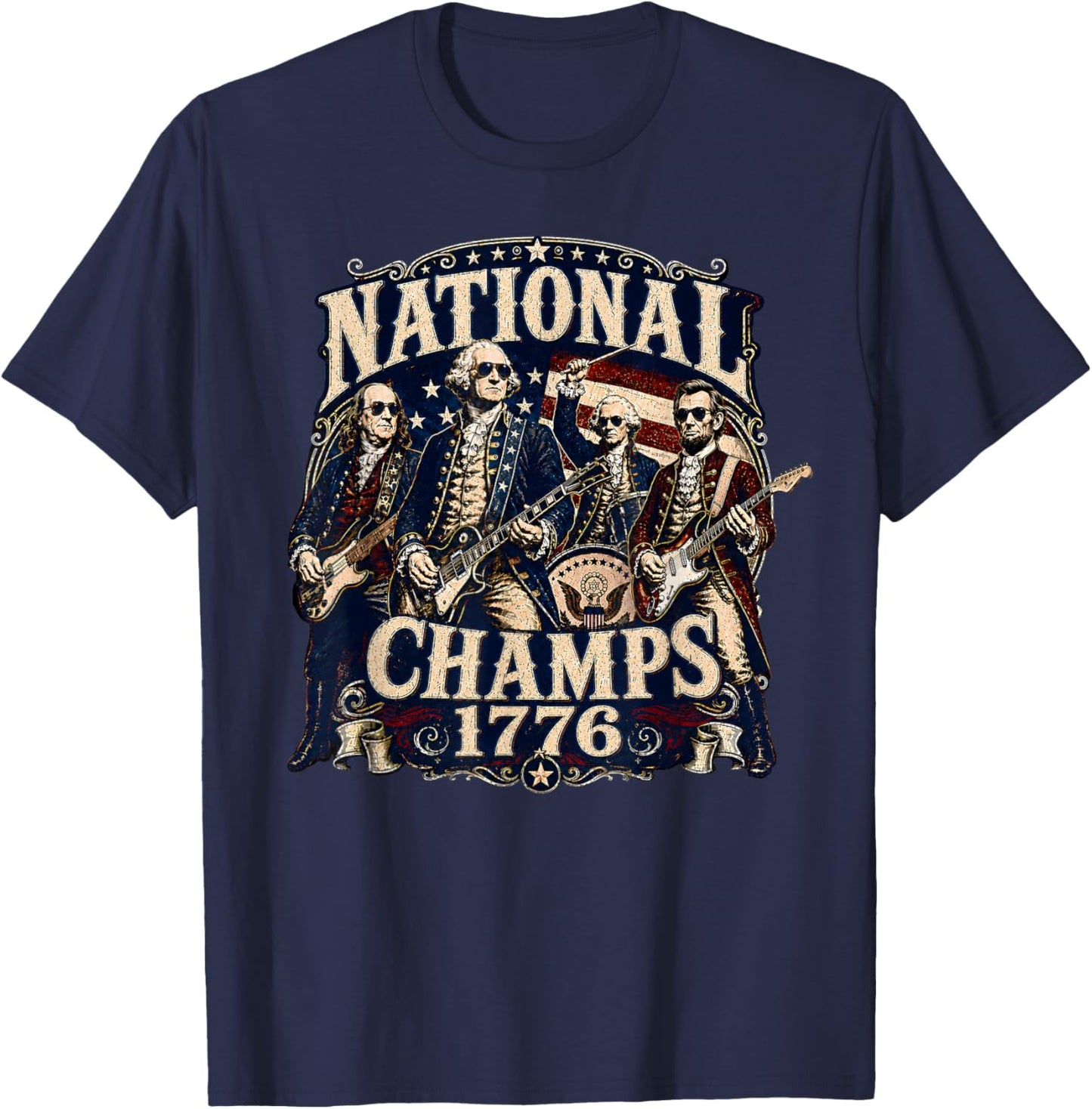 1776 National Champs Presidents USA American 4th of July T-Shirt - T-Shirt | Navy