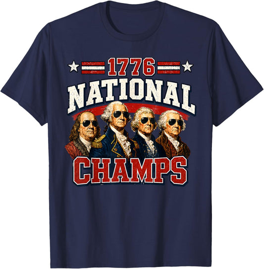 1776 National Champs Funny Patriotic America Founding Father T-Shirt - T-Shirt | Navy