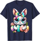 Easter Day Cute Rabbit Face Tie Dye Eggs Girls Bunny T-Shirt - T-Shirt | Navy
