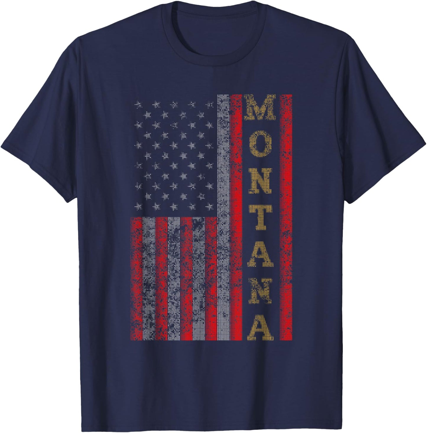 Cool Patriotic Montana USA - US Flag Women Kids Men T-Shirt - T-Shirt | Navy