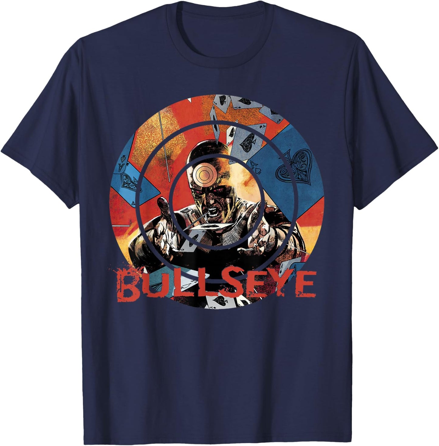 Marvel Bullseye Raining Ace Of Spades Target Graphic T-Shirt - T-Shirt | Navy