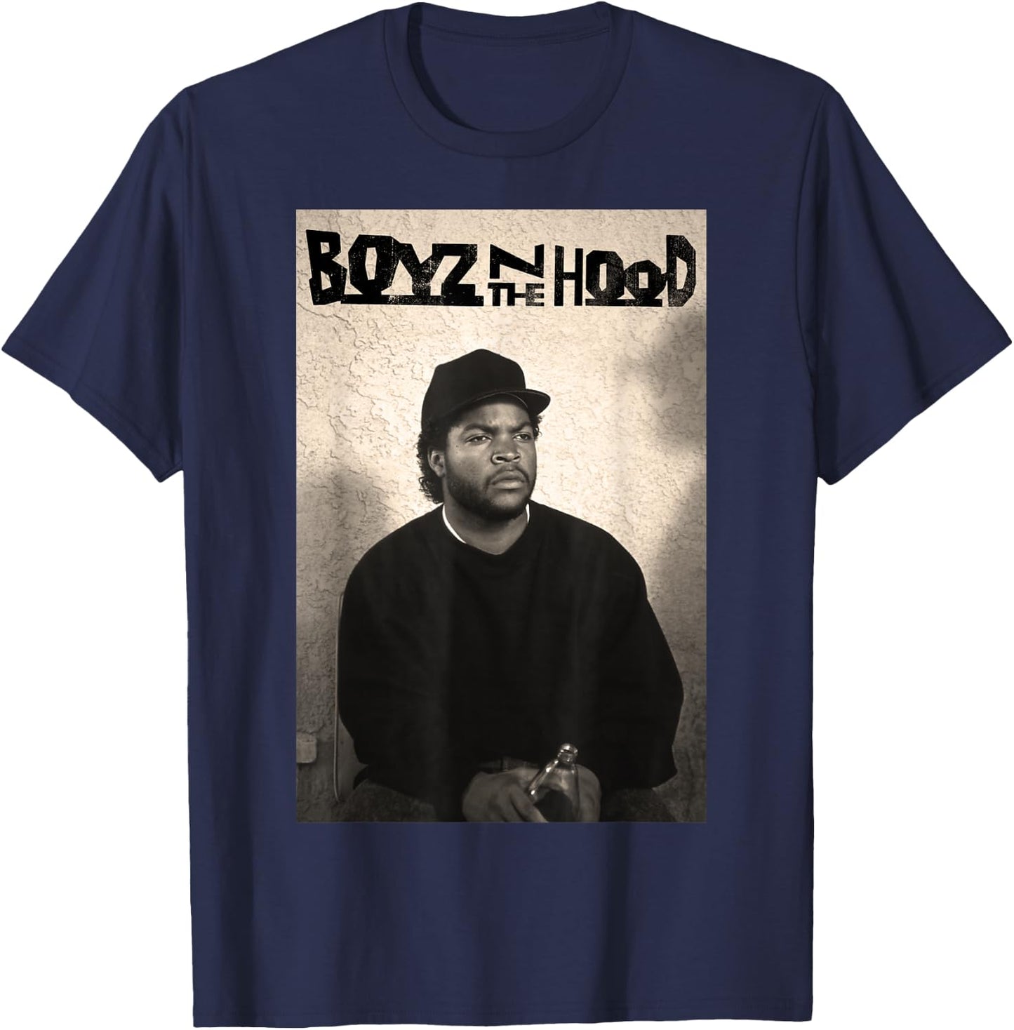 Boyz N The Hood Doughboy Mean Mug Photo Logo Small T-Shirt - T-Shirt | Navy