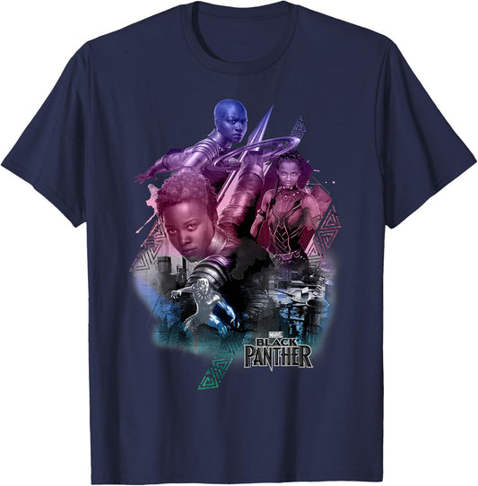 Marvel Black Panther Movie Heroine Poses Graphic T-Shirt - T-Shirt | Navy