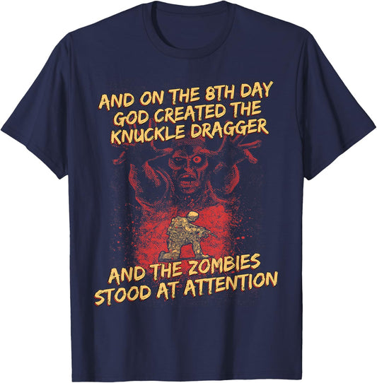 Knuckle Dragger Zombies Halloween Military Gift T-Shirt - T-Shirt | Navy