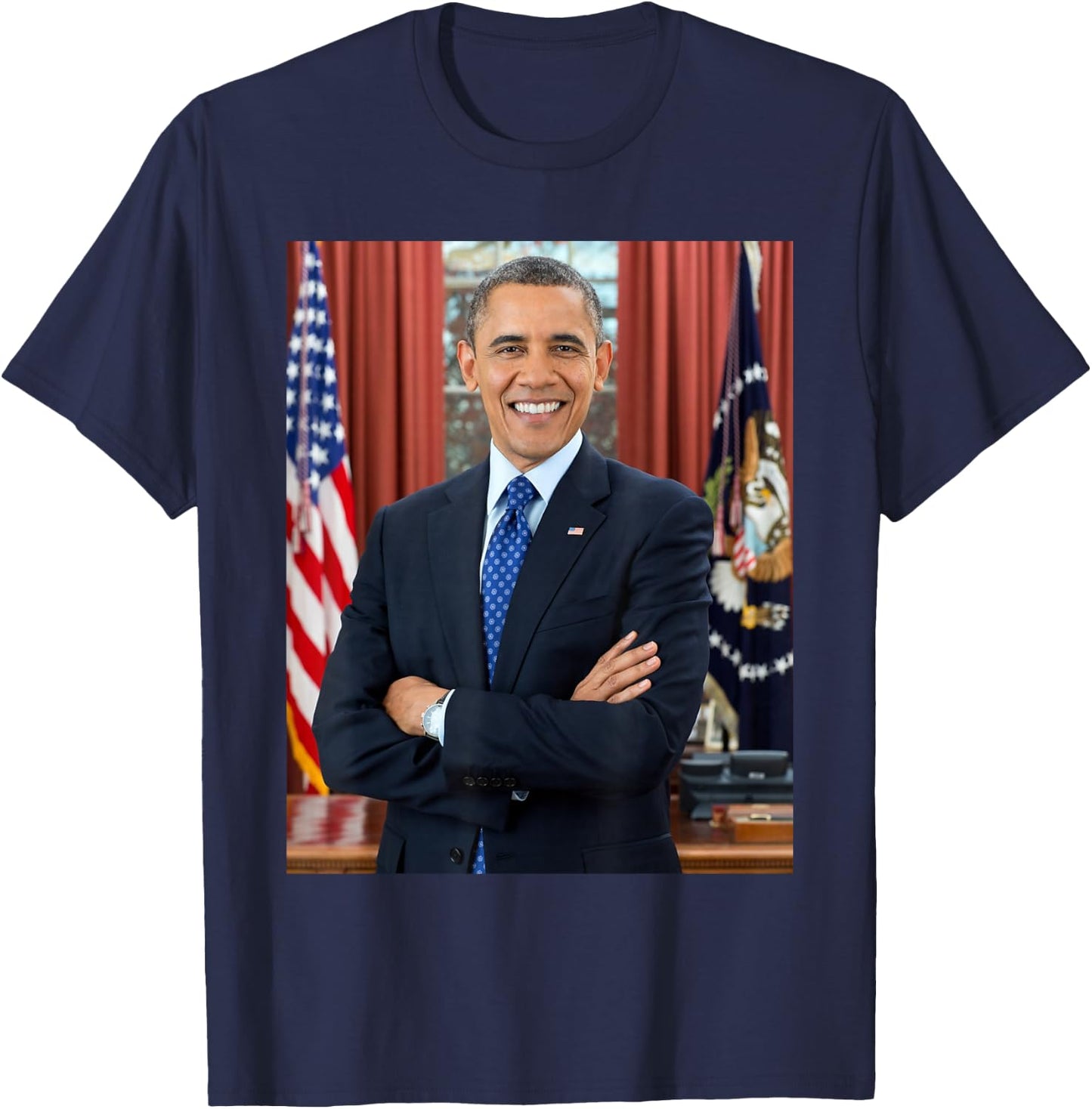 Barack Obama Photo 44th President POTUS Patriotic Democrat T-Shirt - T-Shirt | Navy