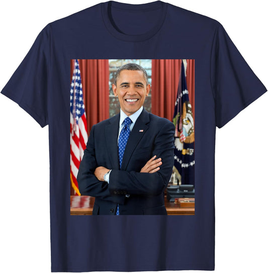 Barack Obama Photo 44th President POTUS Patriotic Democrat T-Shirt - T-Shirt | Navy