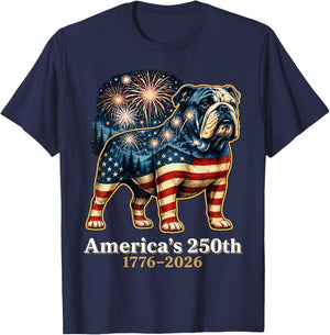 Bulldog 250th 1776 2026 4th of July T-Shirt - T-Shirt | Navy