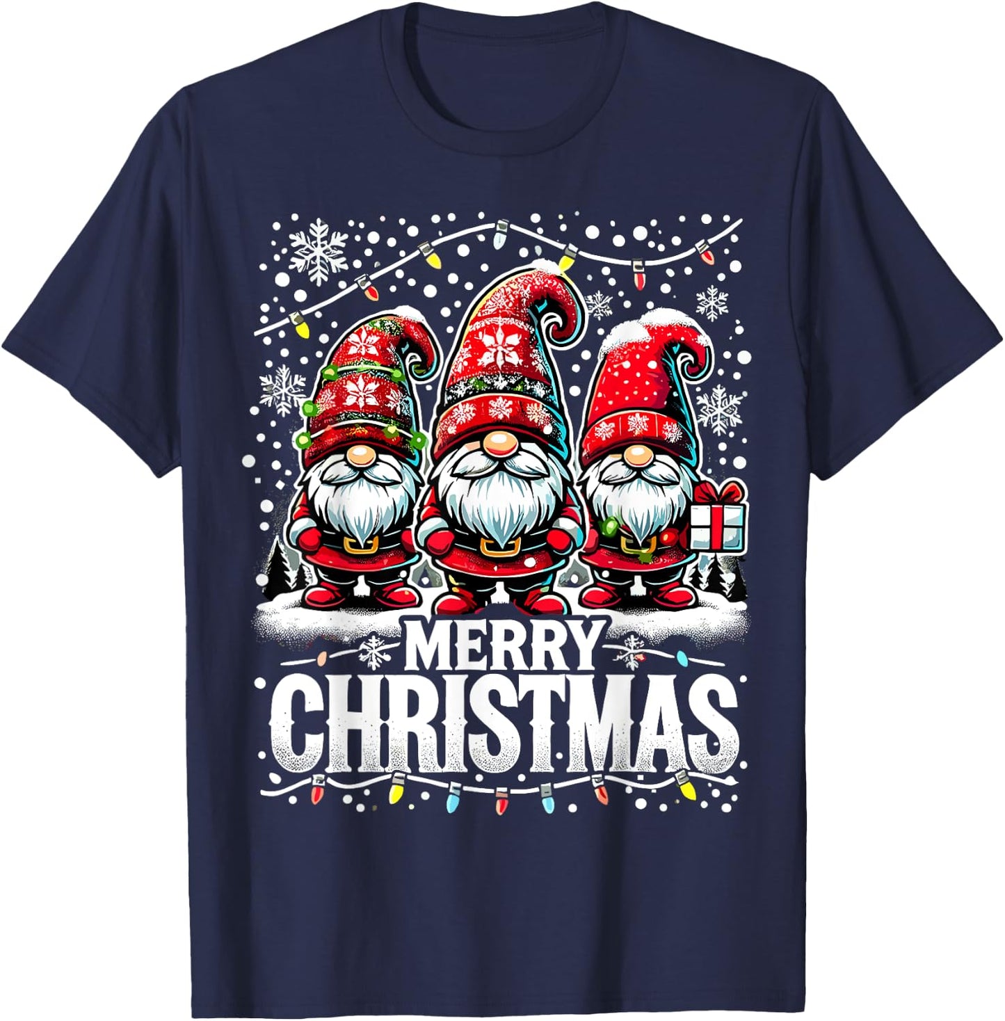 Merry Christmas Gnome Funny Family Christmas T-Shirt - T-Shirt | Navy