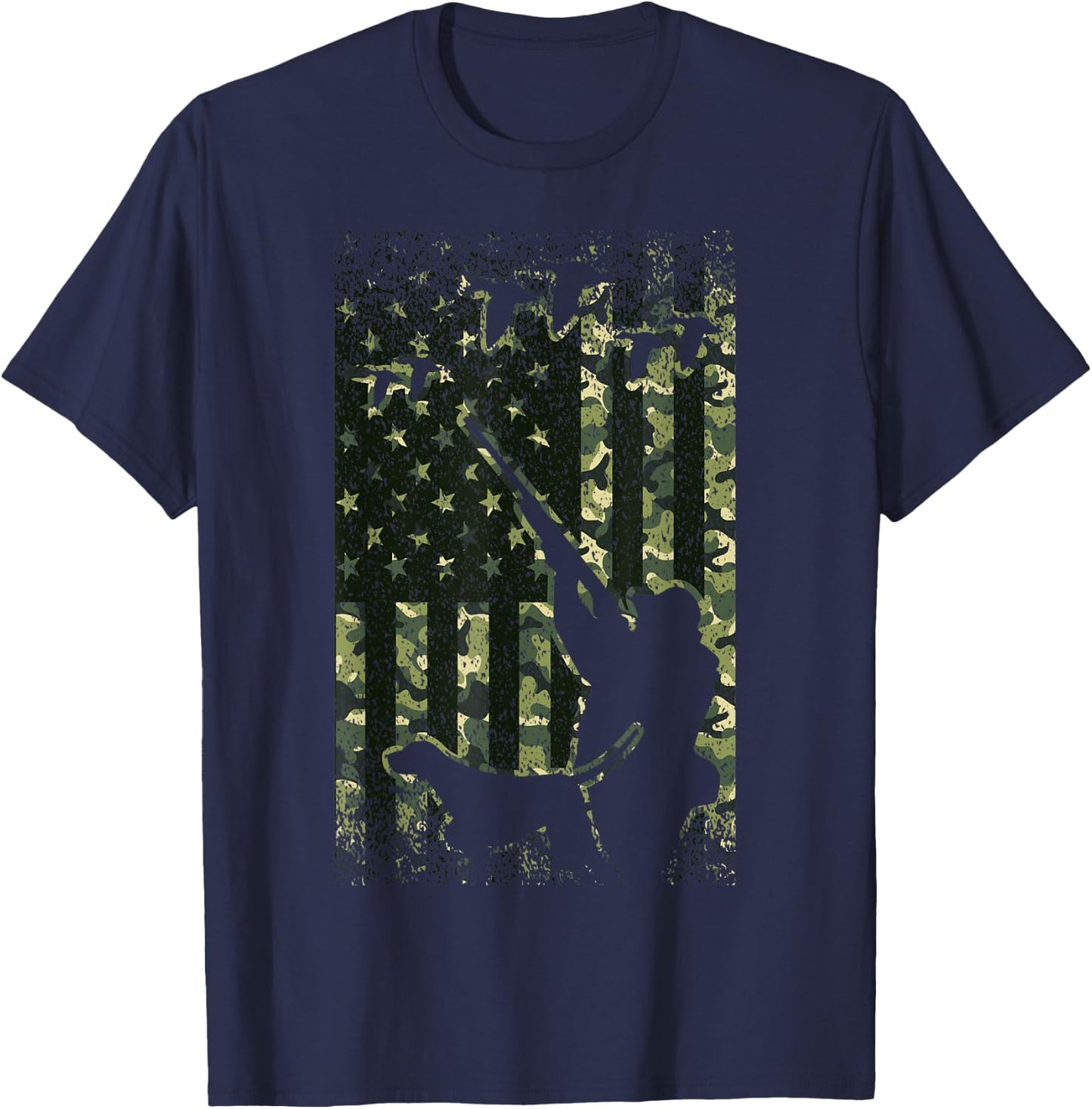 Duck Hunting Shirts American Flag Hunter Camo Gifts T-Shirt - T-Shirt | Navy