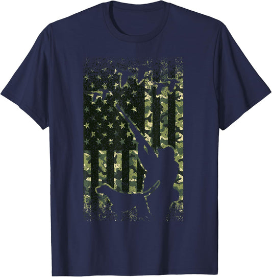 Duck Hunting Shirts American Flag Hunter Camo Gifts T-Shirt - T-Shirt | Navy