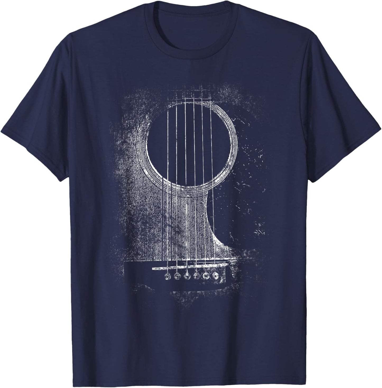 Acoustic Guitar Player Six String Classic Rock & Roll T-Shirt - T-Shirt | Navy