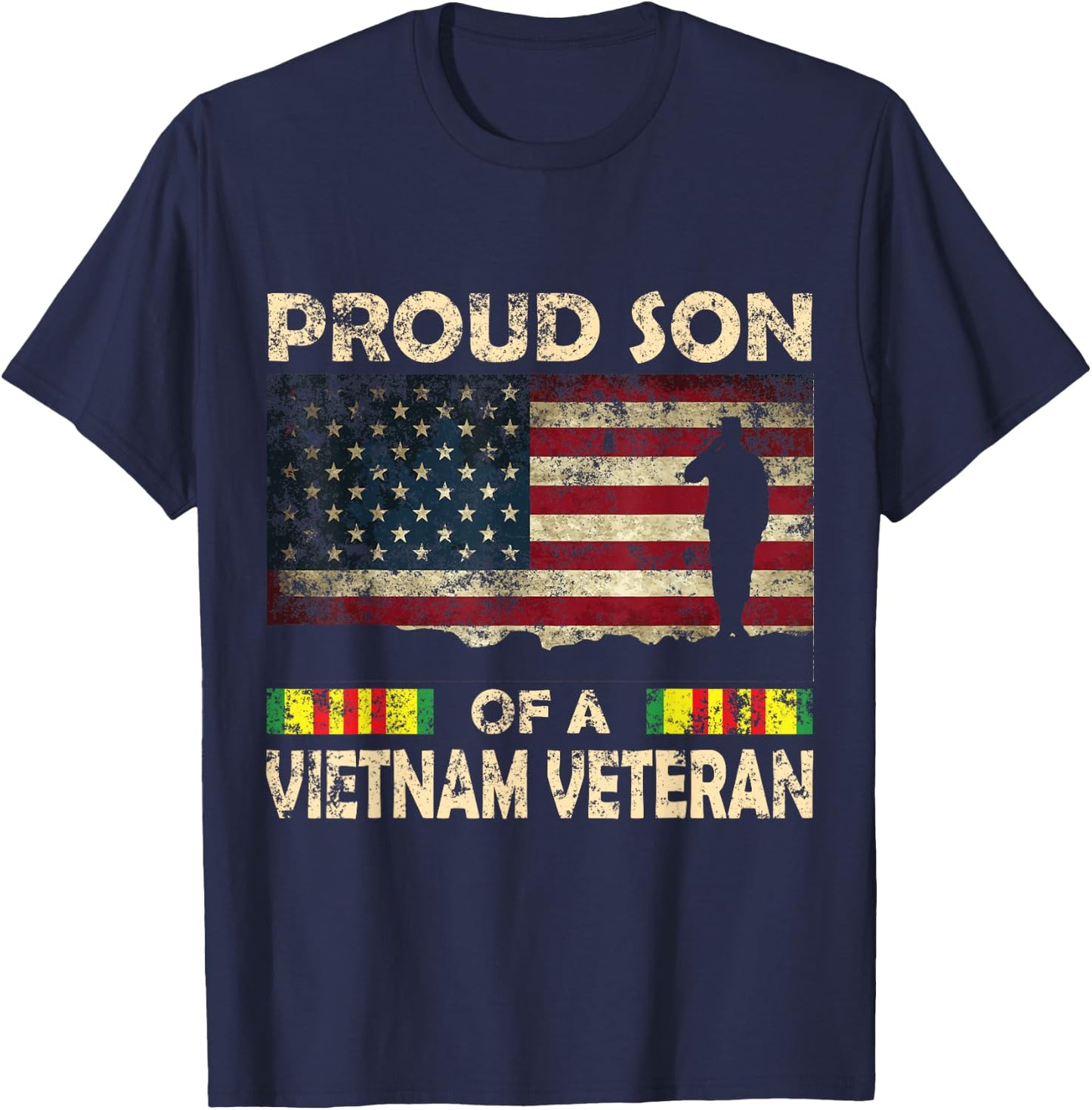 Proud son of Vietnam Veteran Shirt American Flag Women Men T-Shirt - T-Shirt | Navy