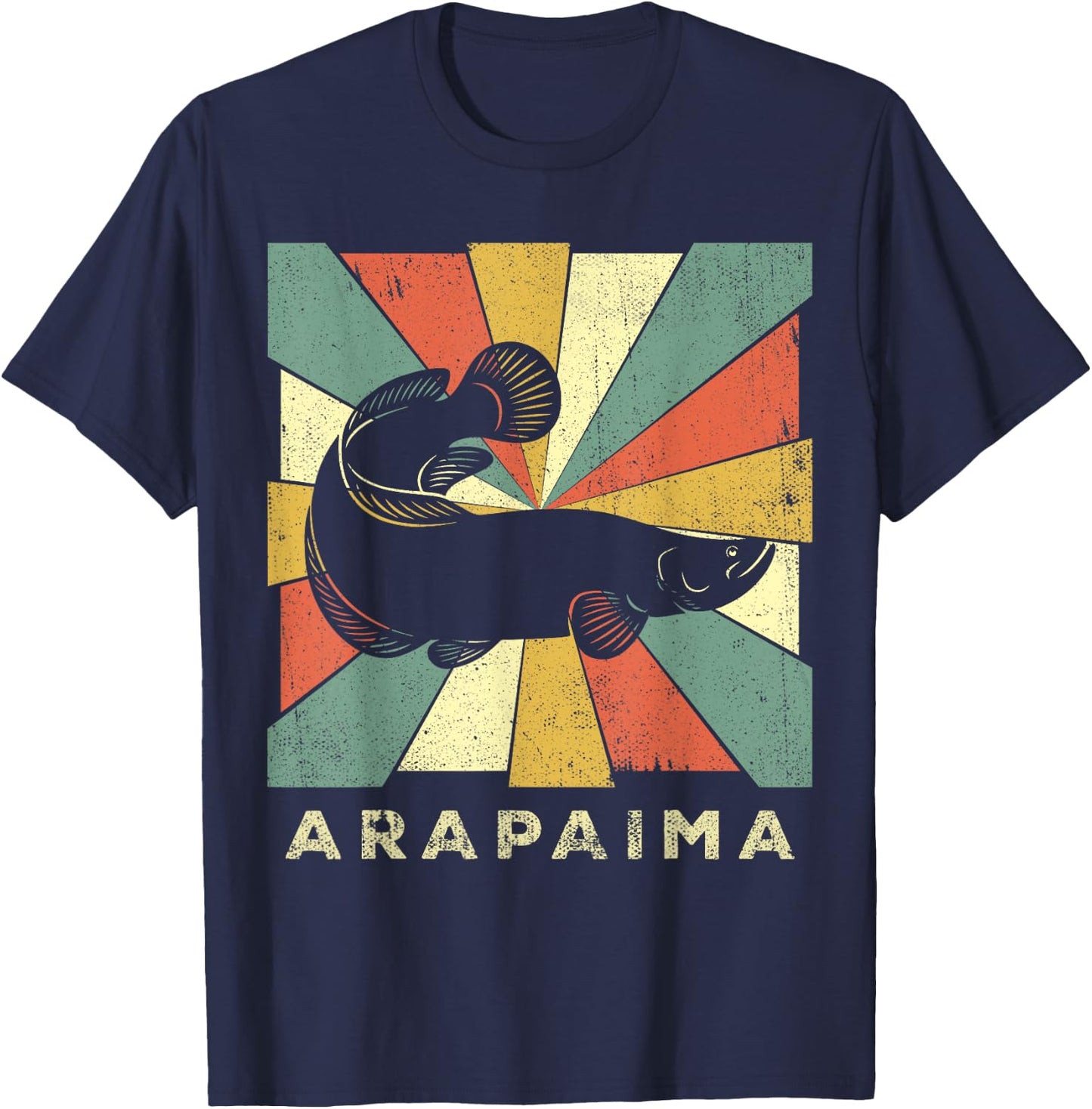 Vintage Arapaima Fish Lover Retro Style Animal T-Shirt - T-Shirt | Navy