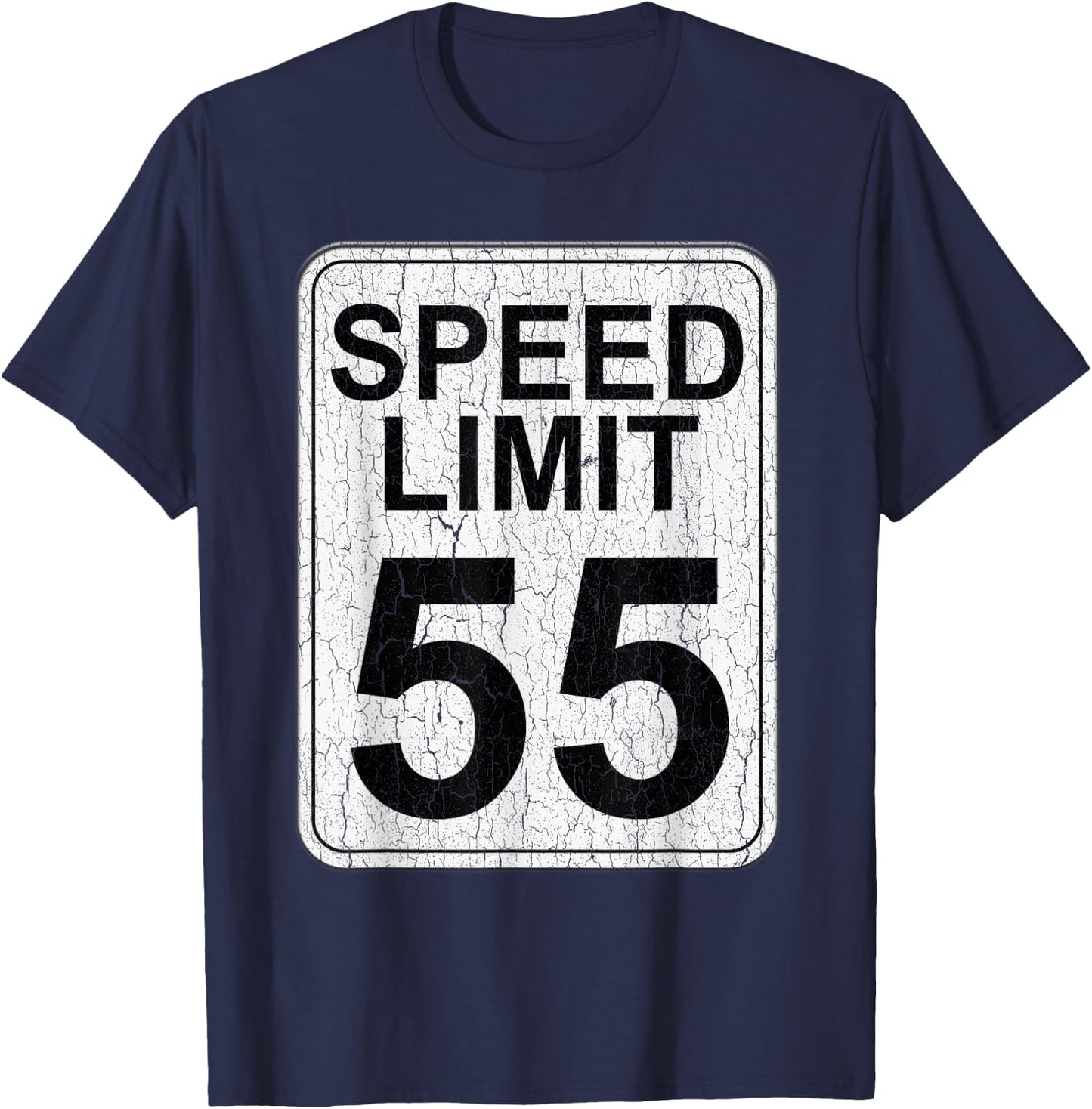 Speed Limit 55 MPH Driving Road Sign Distressed T-Shirt - T-Shirt | Navy