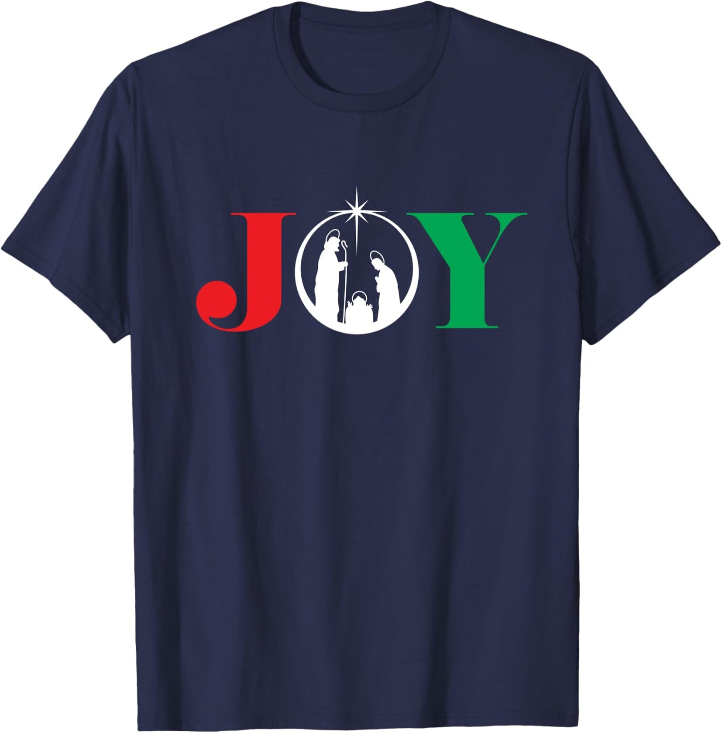 Joy Christmas Holiday Gift Nativity Jesus Ornament Xmas Star T-Shirt - T-Shirt | Navy