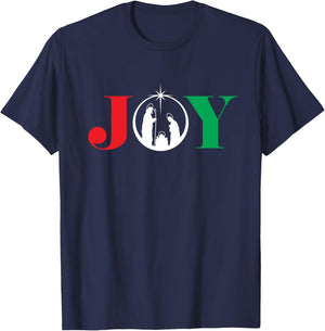 Joy Christmas Holiday Gift Nativity Jesus Ornament Xmas Star T-Shirt - T-Shirt | Navy