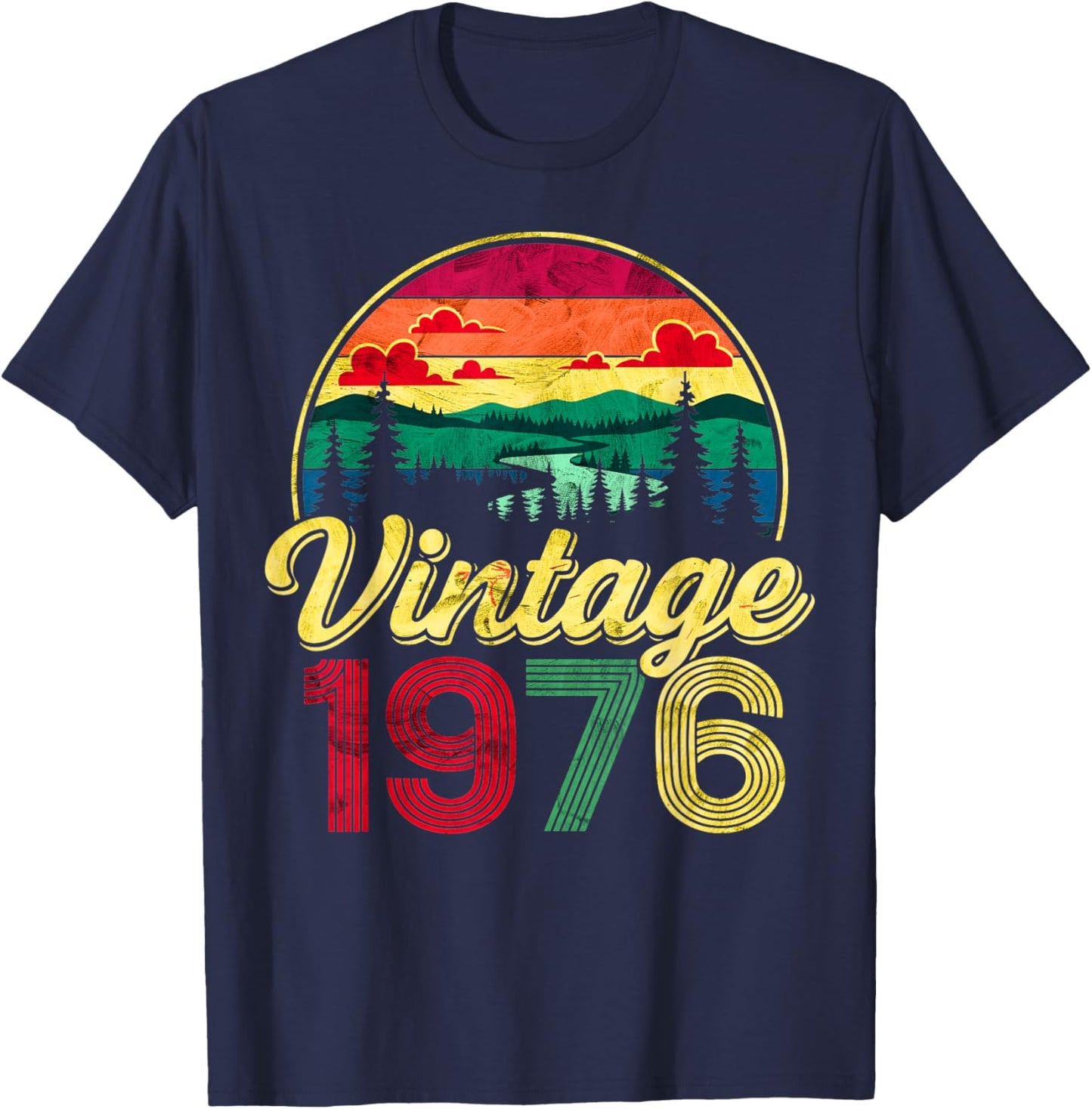 Vintage 1976 50th Birthday Men Women 50 Years Old Bday T-Shirt - T-Shirt | Navy
