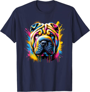 Splash Art Chinese Shar-Pei Shar Pei T-Shirt - T-Shirt | Navy