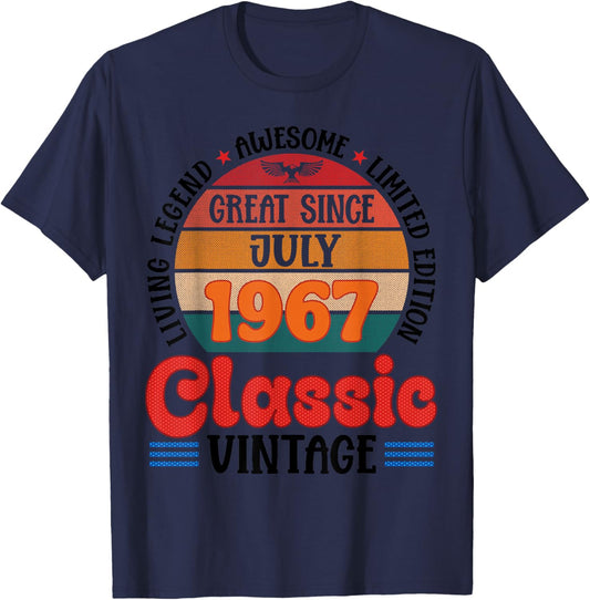 Great Since July 1967 Classic Vintage Legend At 59 Years Old T-Shirt - T-Shirt | Navy