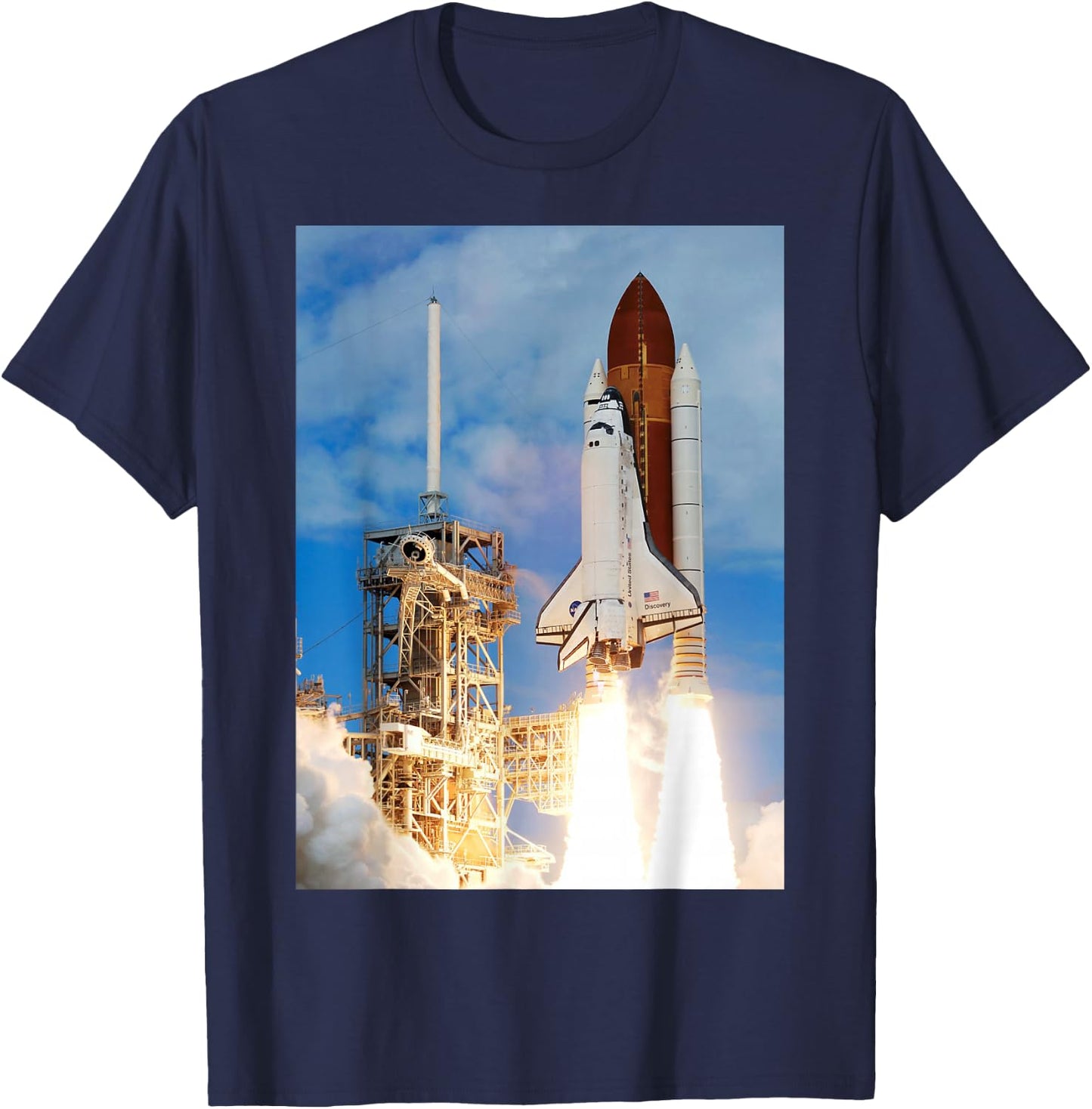 Space Shuttle Launch Galaxy T-Shirt - T-Shirt | Navy