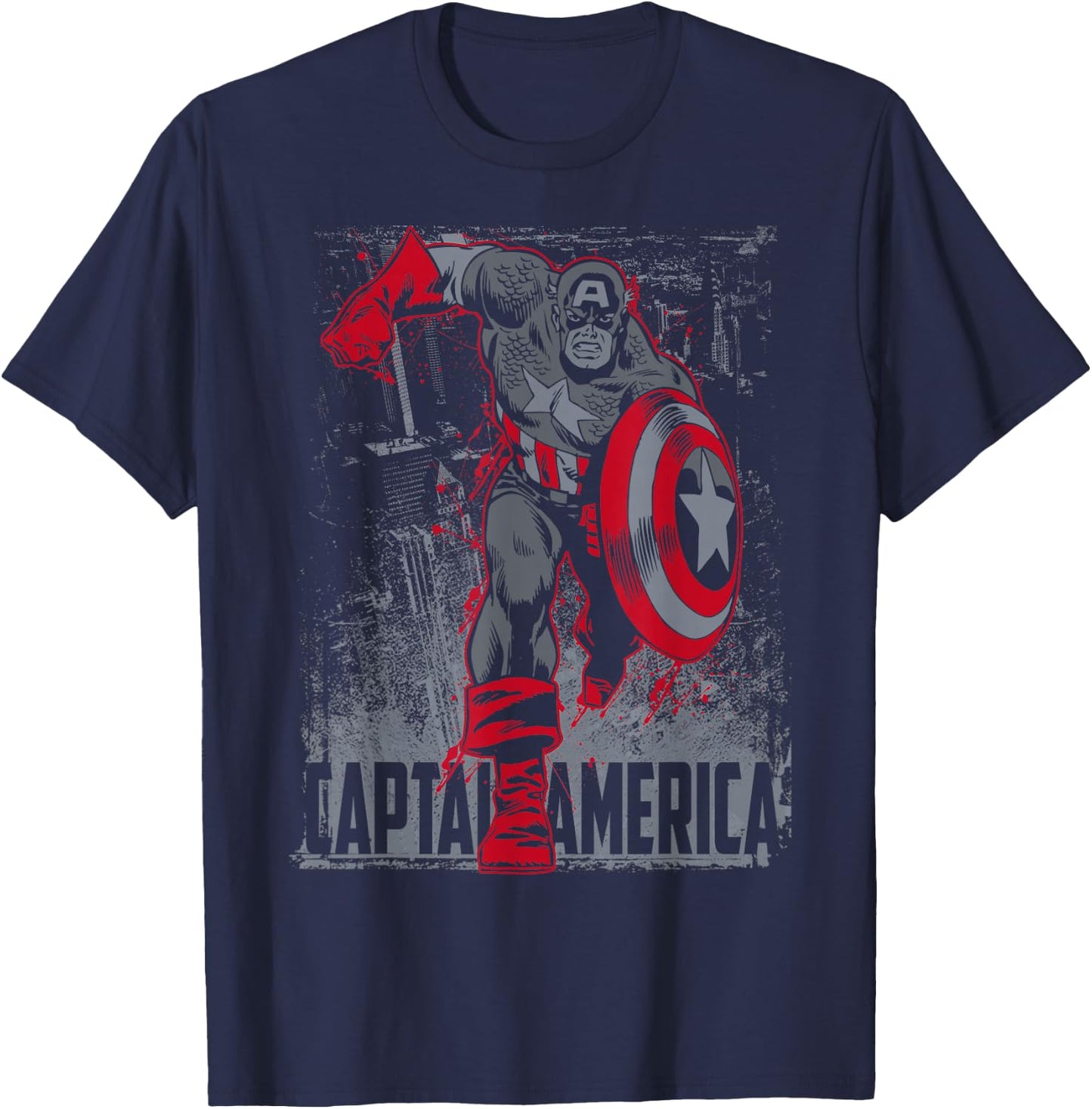 Marvel Avengers Retro Captain America Vintage Dark Hero T-Shirt - T-Shirt | Navy