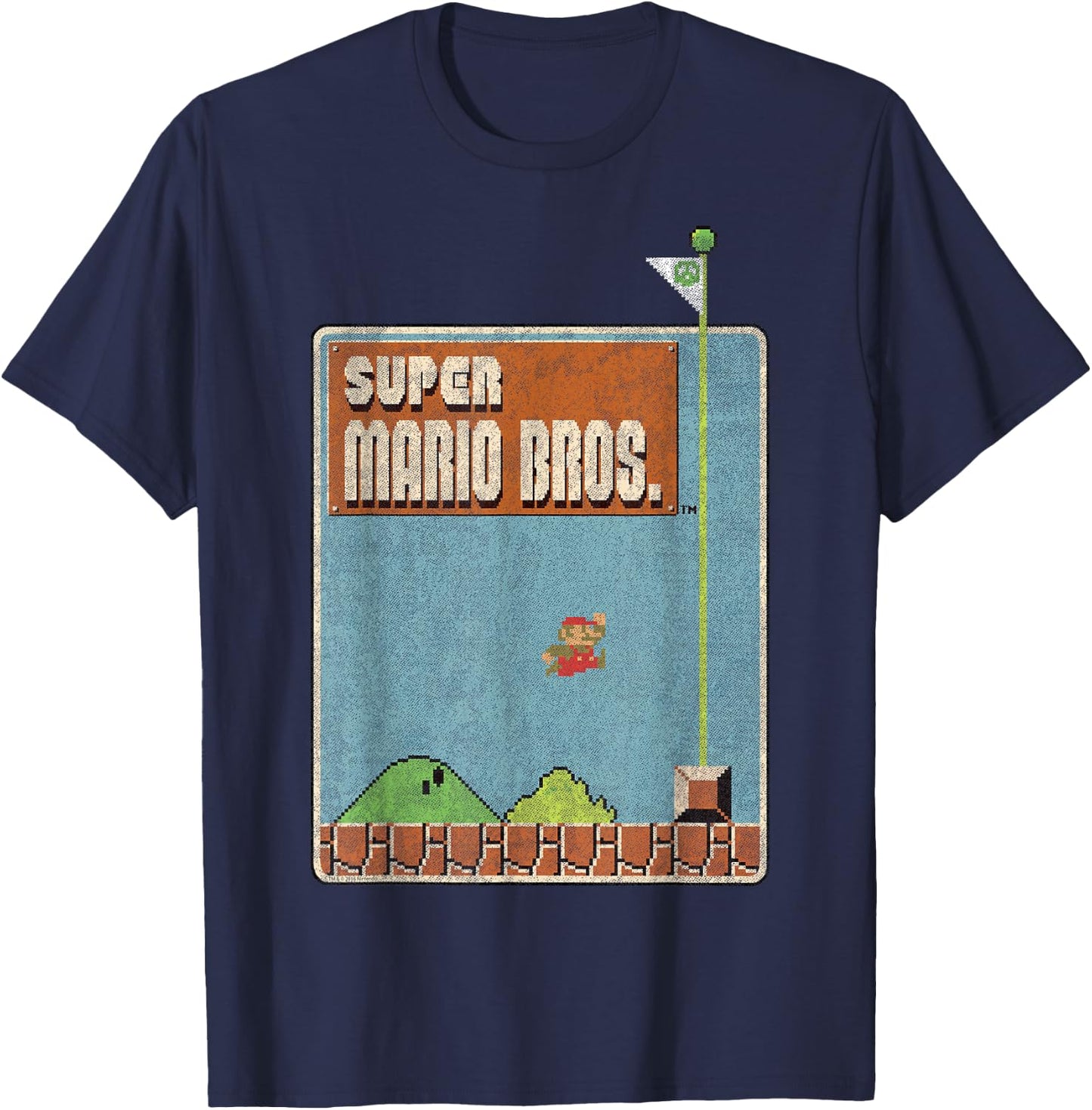Nintendo Super Mario Bros Game Screen Shot Graphic T-Shirt - T-Shirt | Navy