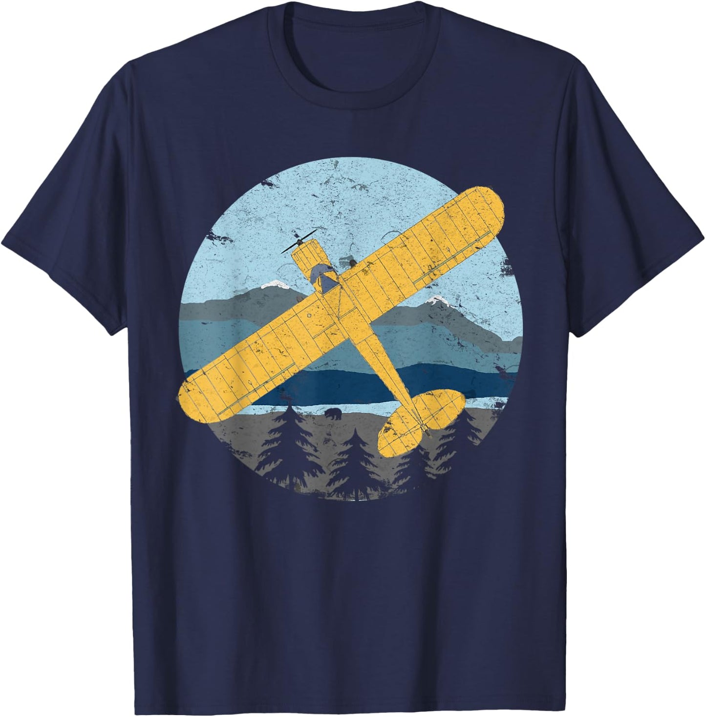 Cub Light Airplane Vintage Retro Bushflying Pilot T-Shirt - T-Shirt | Navy