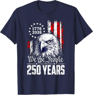 We The People 250 Years Eagle America Flag 4th of July T-Shirt - T-Shirt | Navy