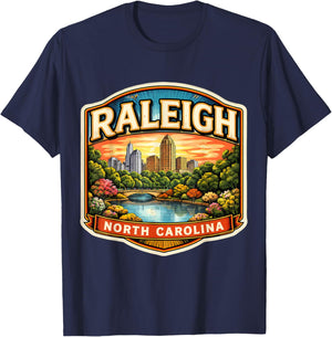 Raleigh North Carolina Souvenir City State Capital Vintage T-Shirt - T-Shirt | Navy