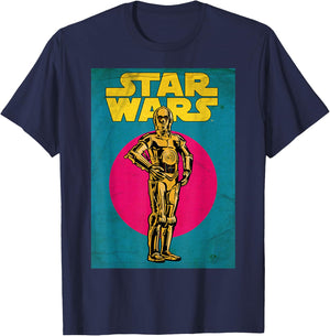 Star Wars C-3PO Vintage Trading Card Graphic T-Shirt - T-Shirt | Navy