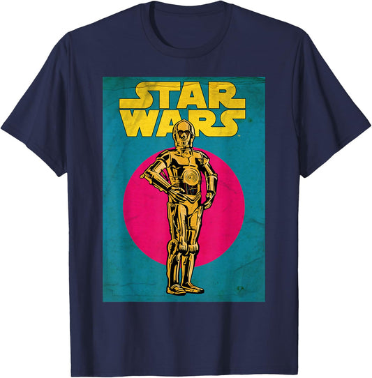 Star Wars C-3PO Vintage Trading Card Graphic T-Shirt - T-Shirt | Navy