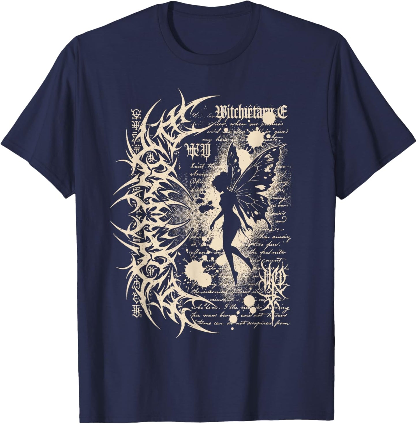 Y2K Grunge Alt Goth Fairy Sigilism Vintage T-Shirt - T-Shirt | Navy