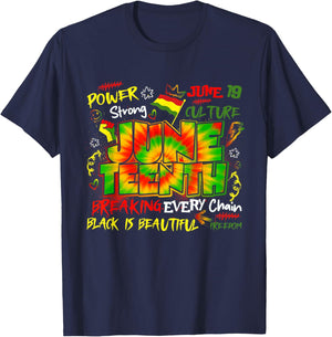 Juneteenth Breaking Every Chain Since 1865 Freedom Day T-Shirt - T-Shirt | Navy