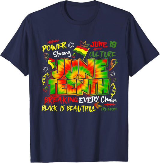 Juneteenth Breaking Every Chain Since 1865 Freedom Day T-Shirt - T-Shirt | Navy