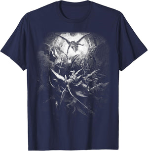 Gustave Dore - Michael Drives All Fallen Angels 1866 T-Shirt - T-Shirt | Navy