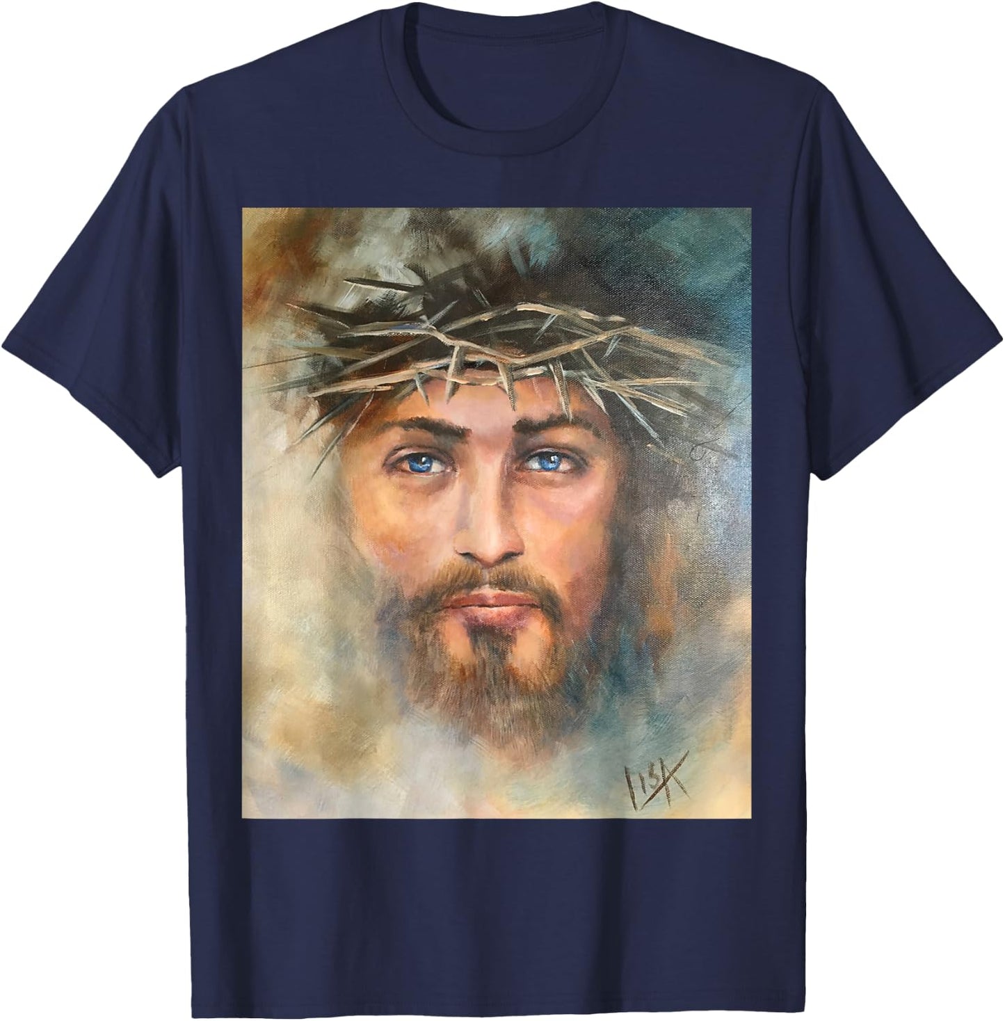 Religious Jesus Hand Painting T-Shirt - T-Shirt | Navy