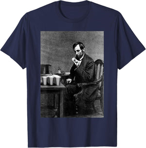 Abe Lincoln Invent's Beer Pong Old Vintage Photograph T-Shirt - T-Shirt | Navy